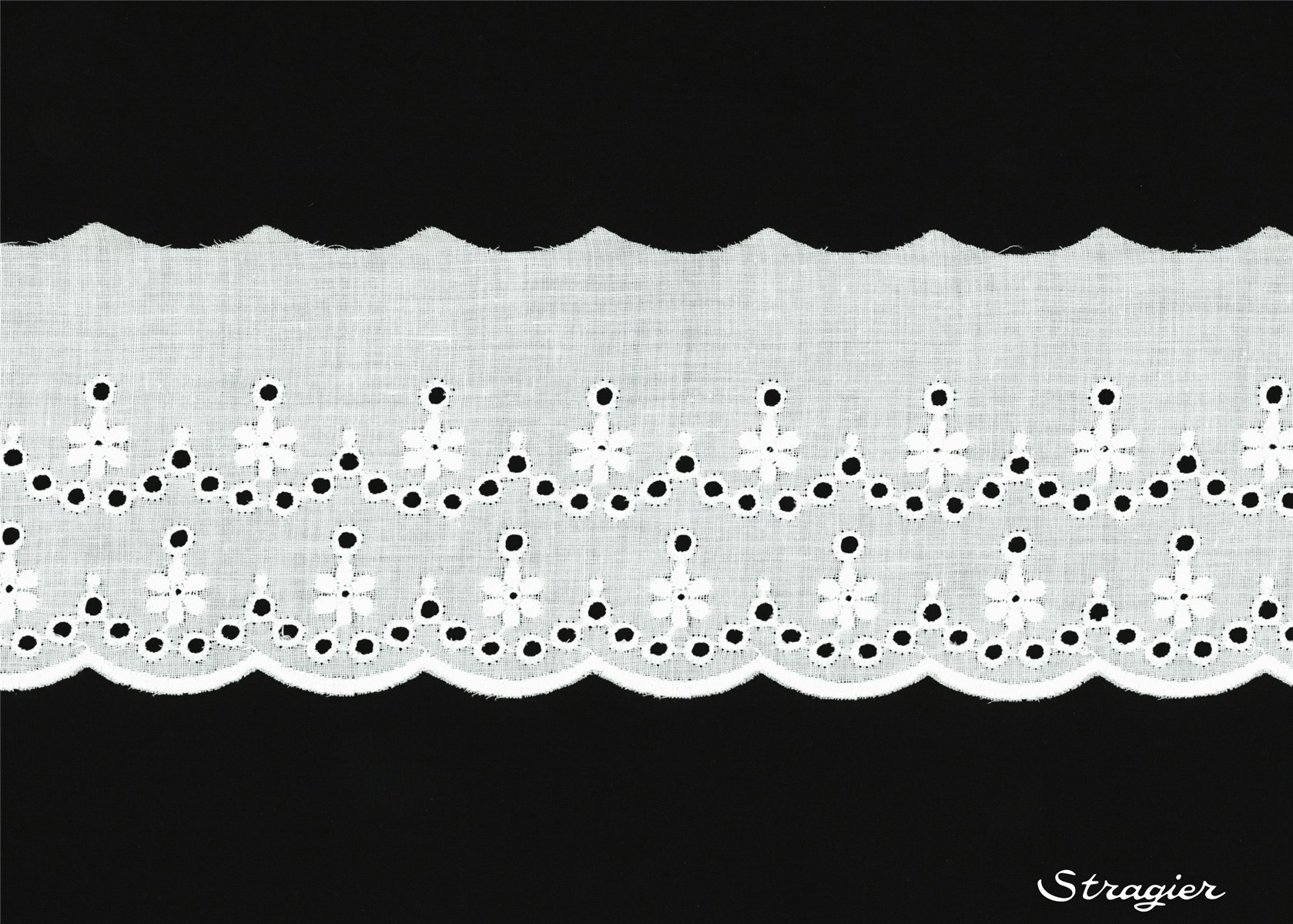 Cotton Eyelet Lace Trim - Altania - Blanc - 70 mm-55 mm