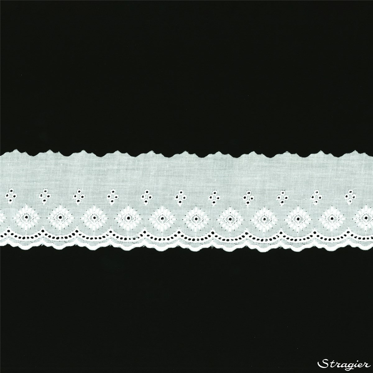 Cotton Eyelet Lace Trim - Margaux - Blanc - 80 mm-50 mm