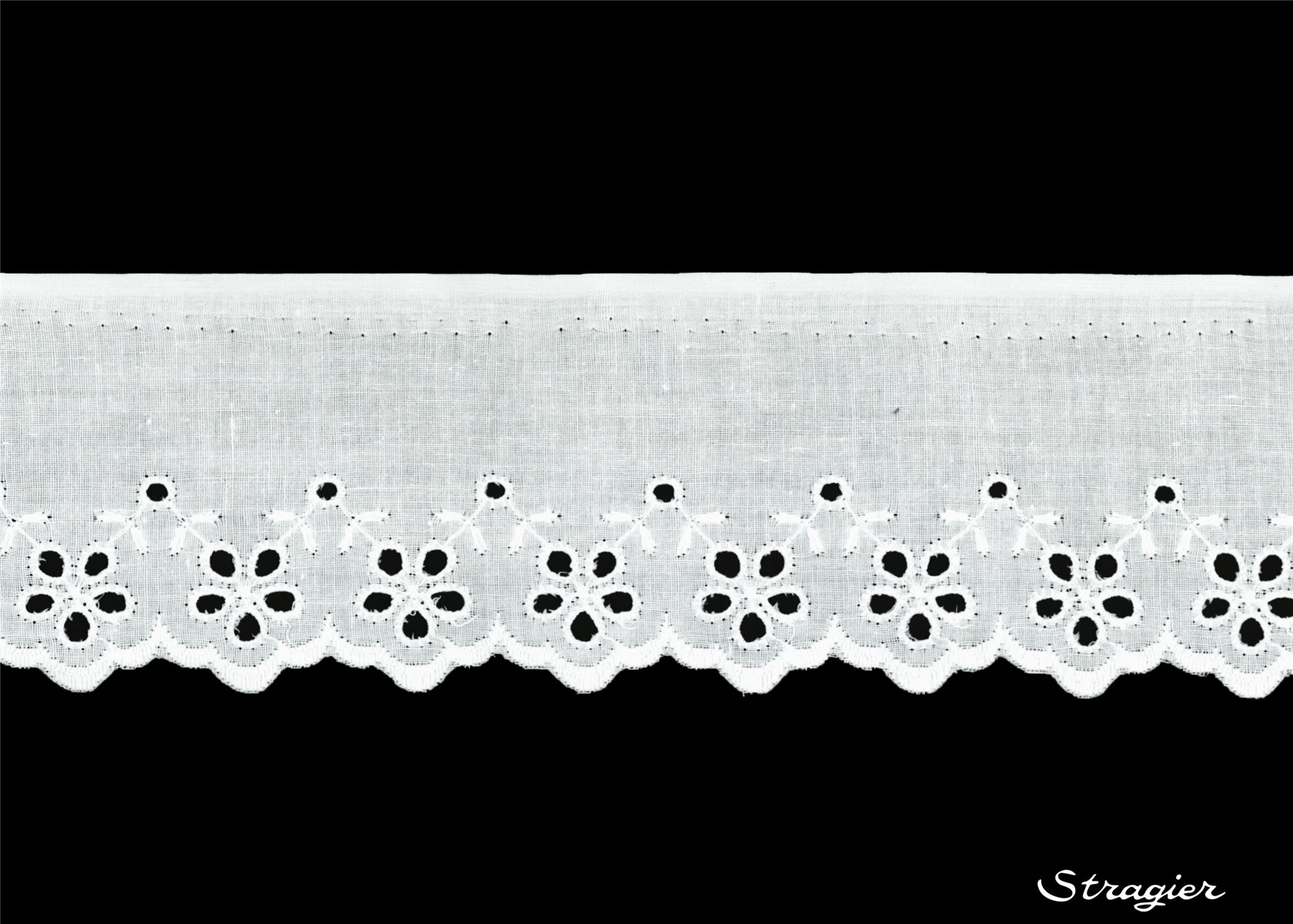 Cotton Eyelet Lace Trim - Bielline - Blanc - 60 mm-35 mm