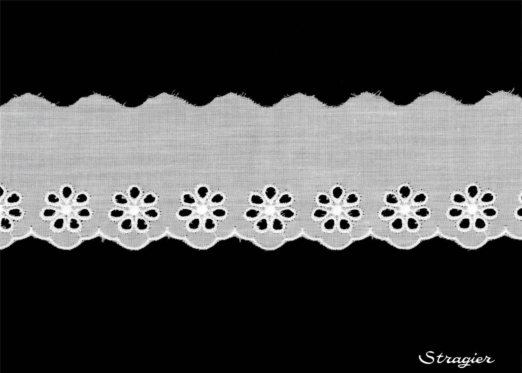 Broderie anglaise - Volant - Domitille - Blanc - 55 mm-25 mm