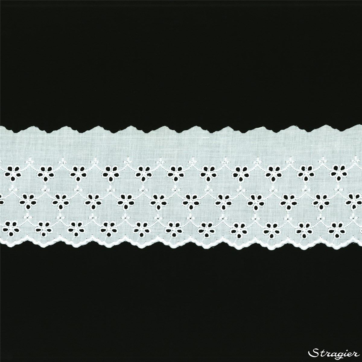 Cotton Eyelet Lace Trim - 012097 - Blanc - 95 mm-75 mm