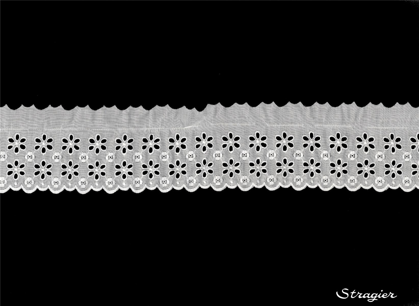 Cotton Eyelet Lace Trim - 012103 - Blanc - 85 mm-60 mm