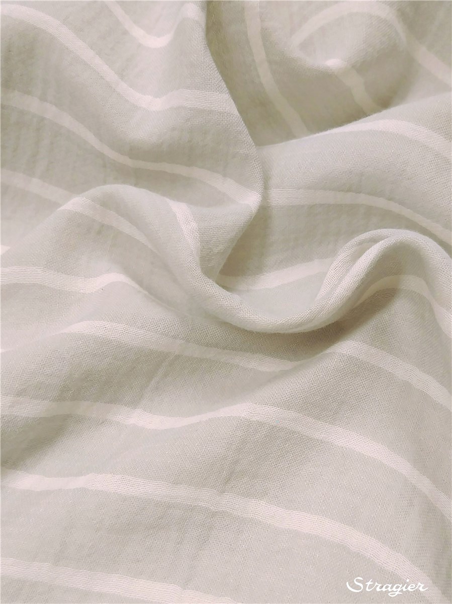 Double Cotton Gauze - Rayures 20mm-5mm - Gris Perle