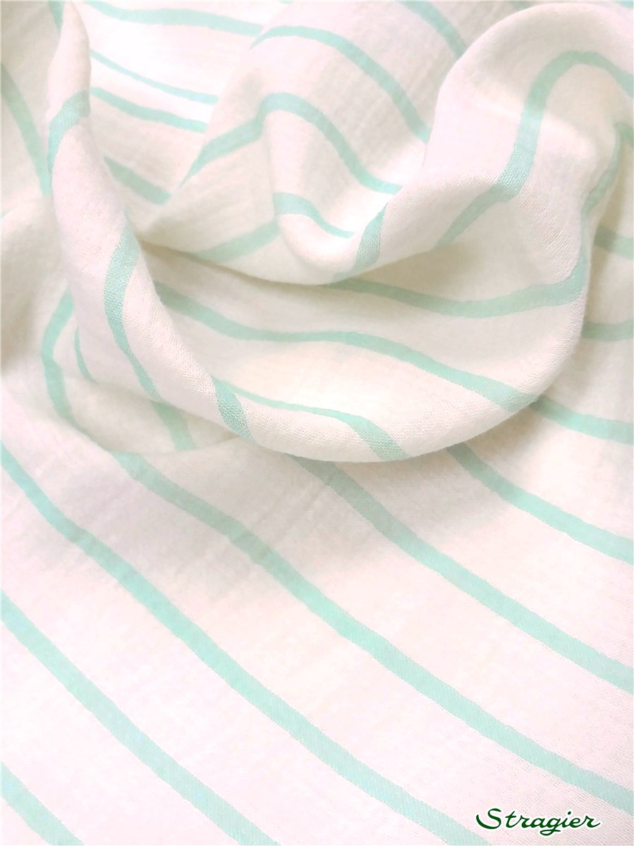 Double Cotton Gauze - Rayures 5mm-20mm - Menthe