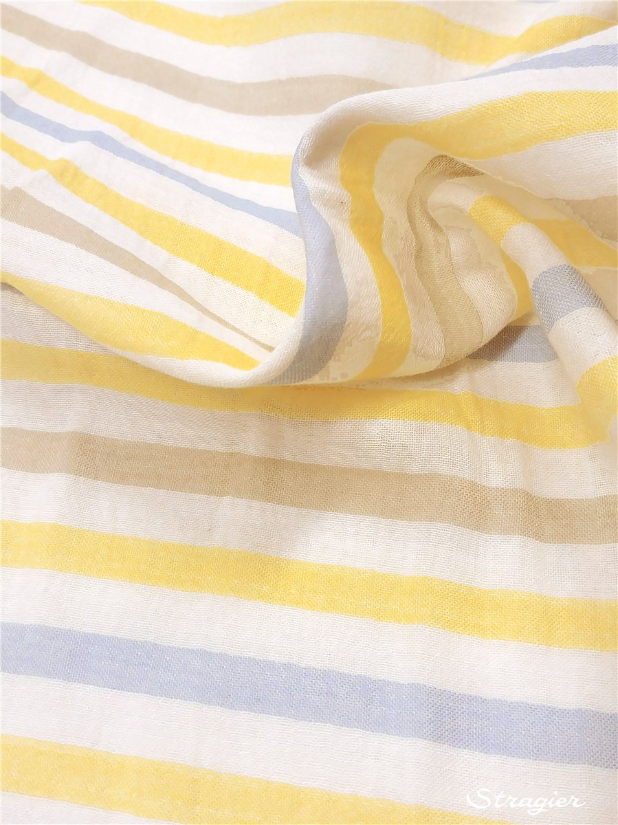 Double Cotton Gauze - Rayures 10mm - Soleil