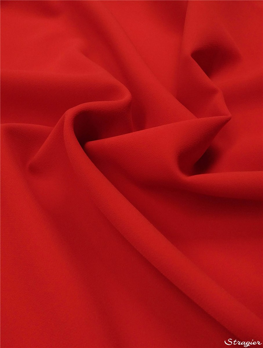 Crepe - stretch - heavy - crease-free - Plain - Vermillon