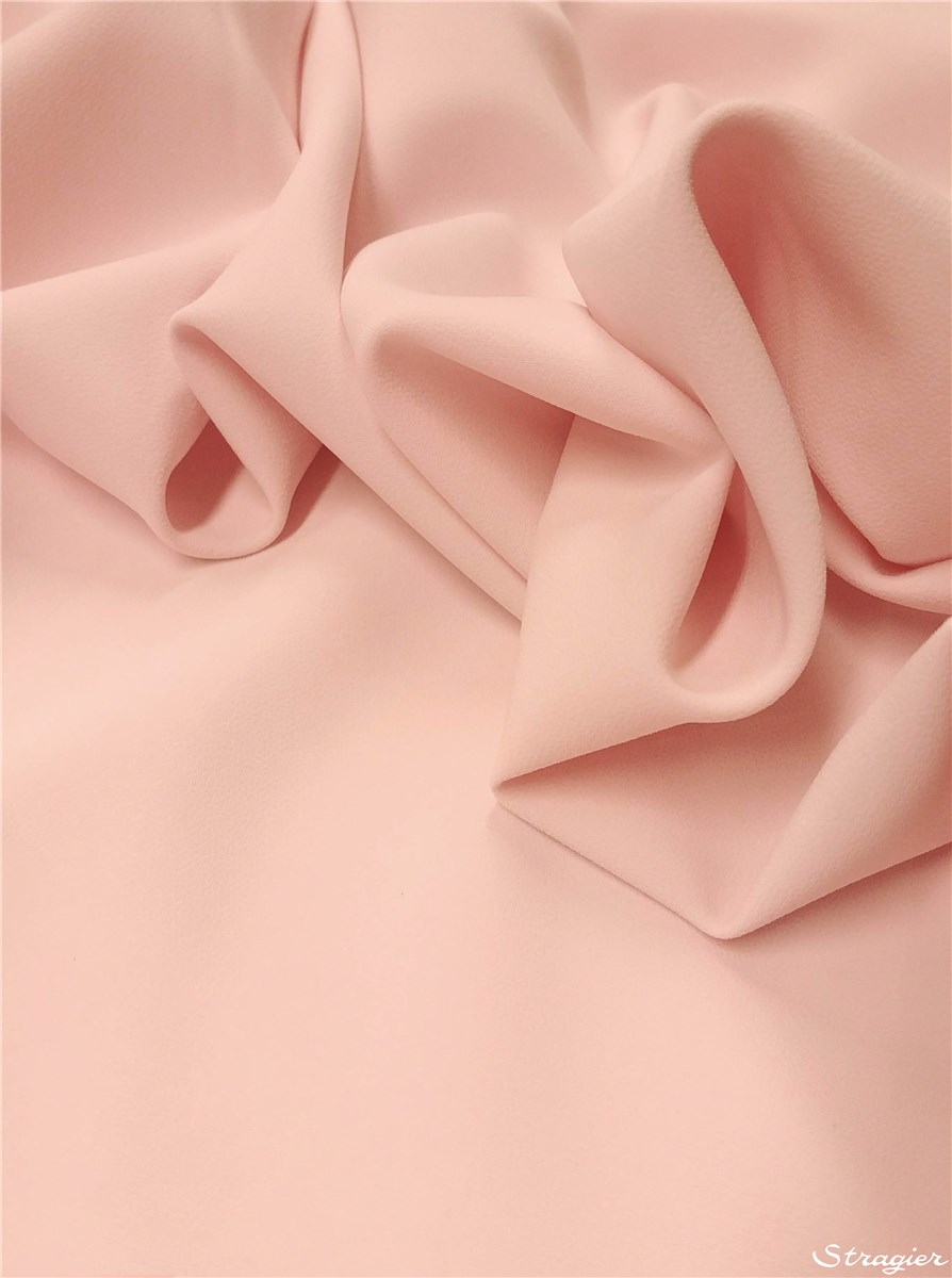 Crêpe lourd infroissable stretch - uni - Rose Perle