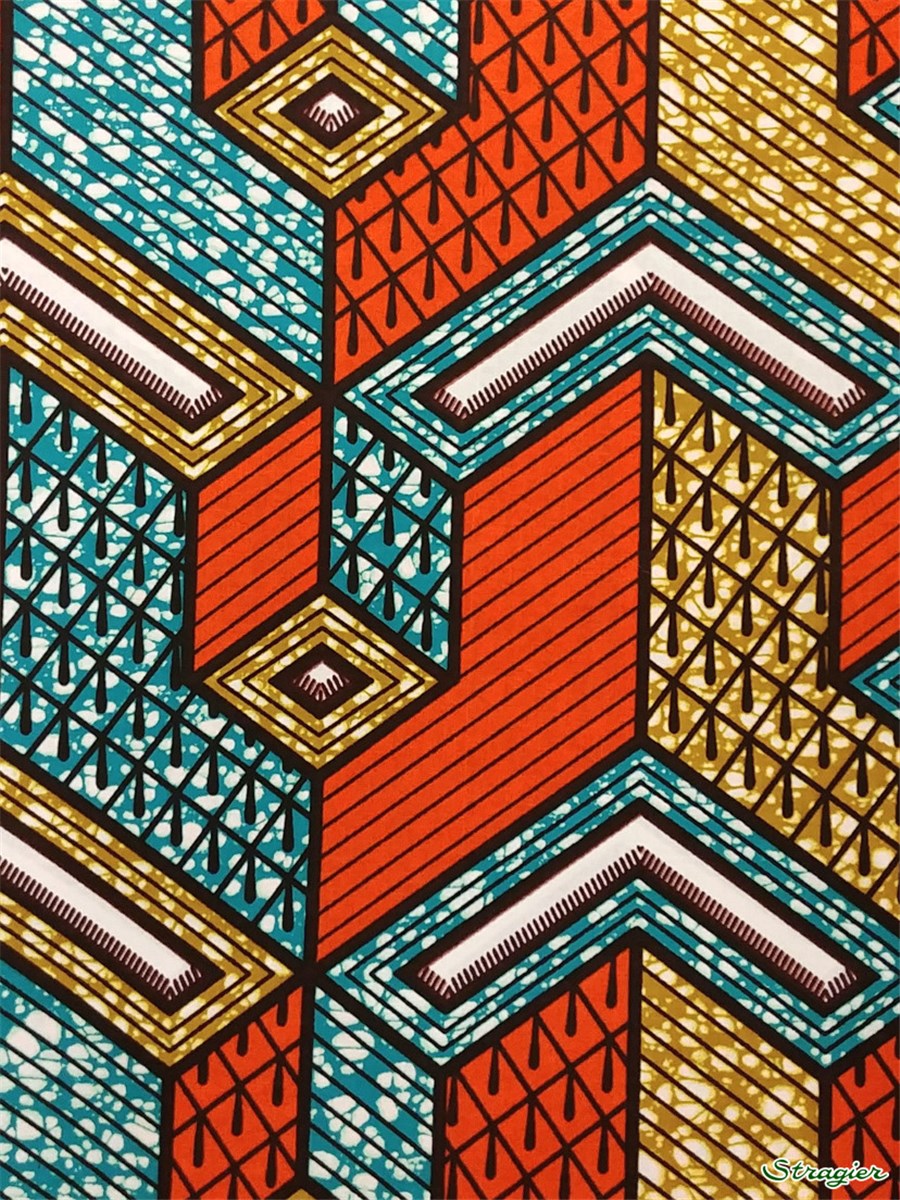 Tissu Wax africain - 2230632 - 14 - se commande par multiple de 5,45m uniquement