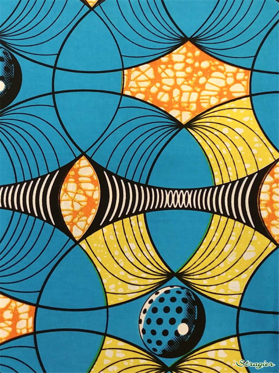 Tissu Wax africain - 2299508 - 23 - se commande par multiple de 5,45m uniquement