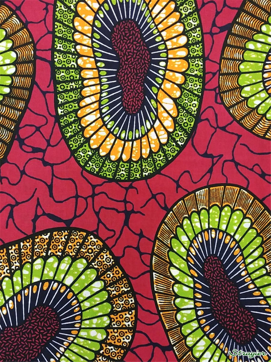 Tissu Wax africain - 261108G - 38 - se commande par multiple de 5,45m uniquement