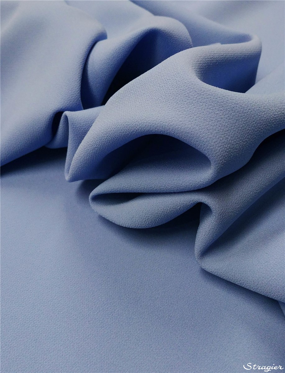 Crêpe lourd infroissable stretch - uni - Bleu Rivière