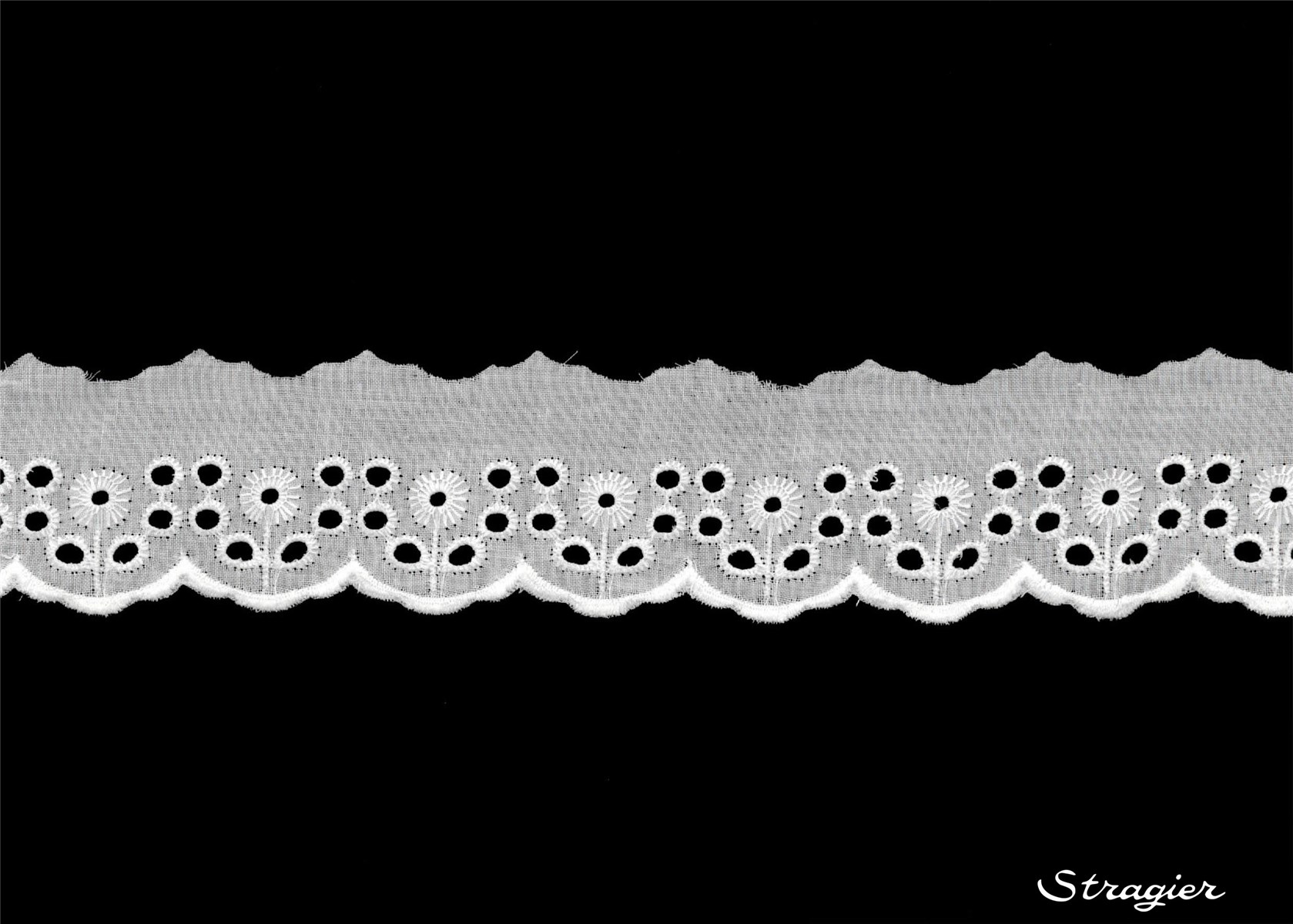 Cotton Eyelet Lace Trim - 012107 - Blanc - 40 mm-25 mm