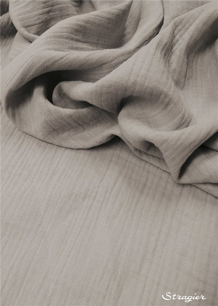 Double Gaze de Coton - uni - Gris Platine