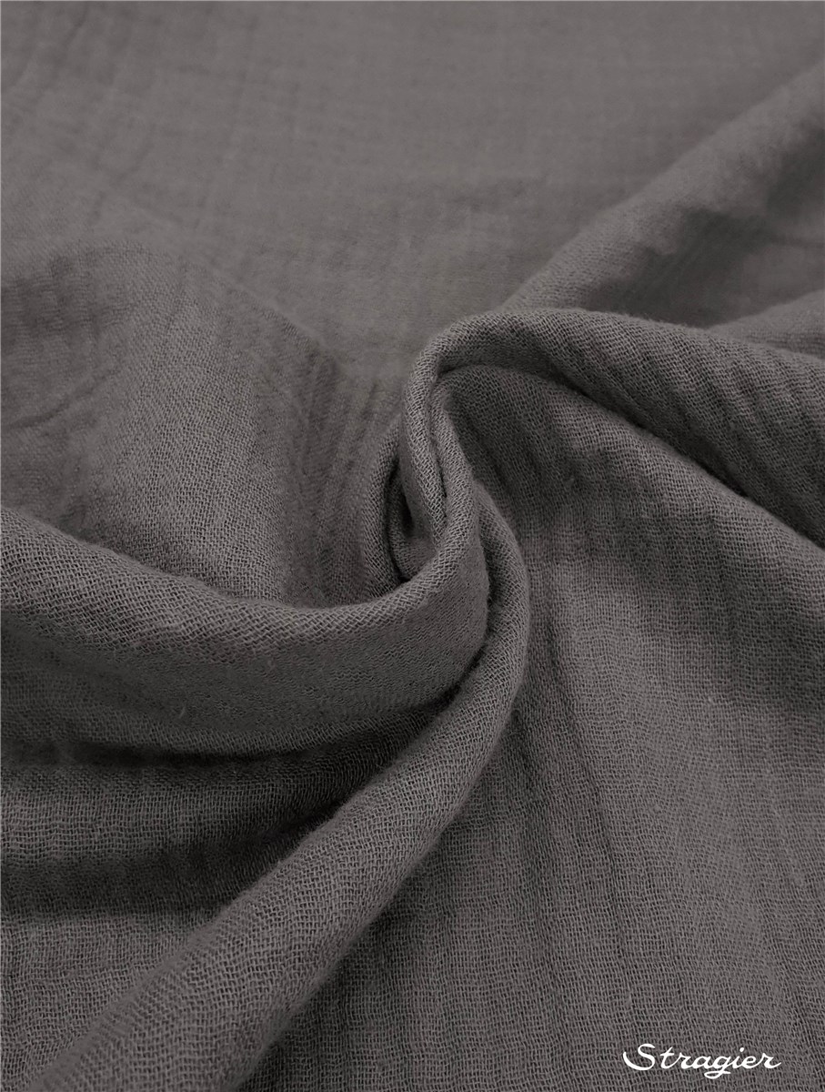 Double Gaze de Coton - uni - Gris Graphite