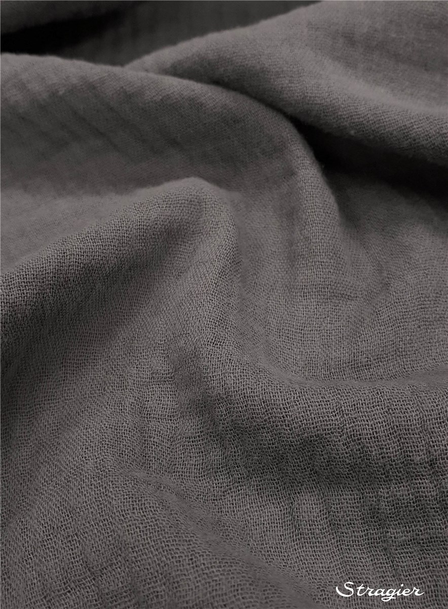 Double Gaze de Coton - uni - Gris Graphite