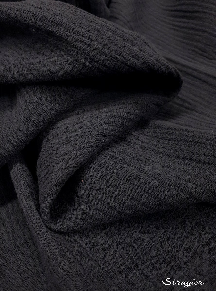 Double Gaze de Coton - uni - Gris Acier