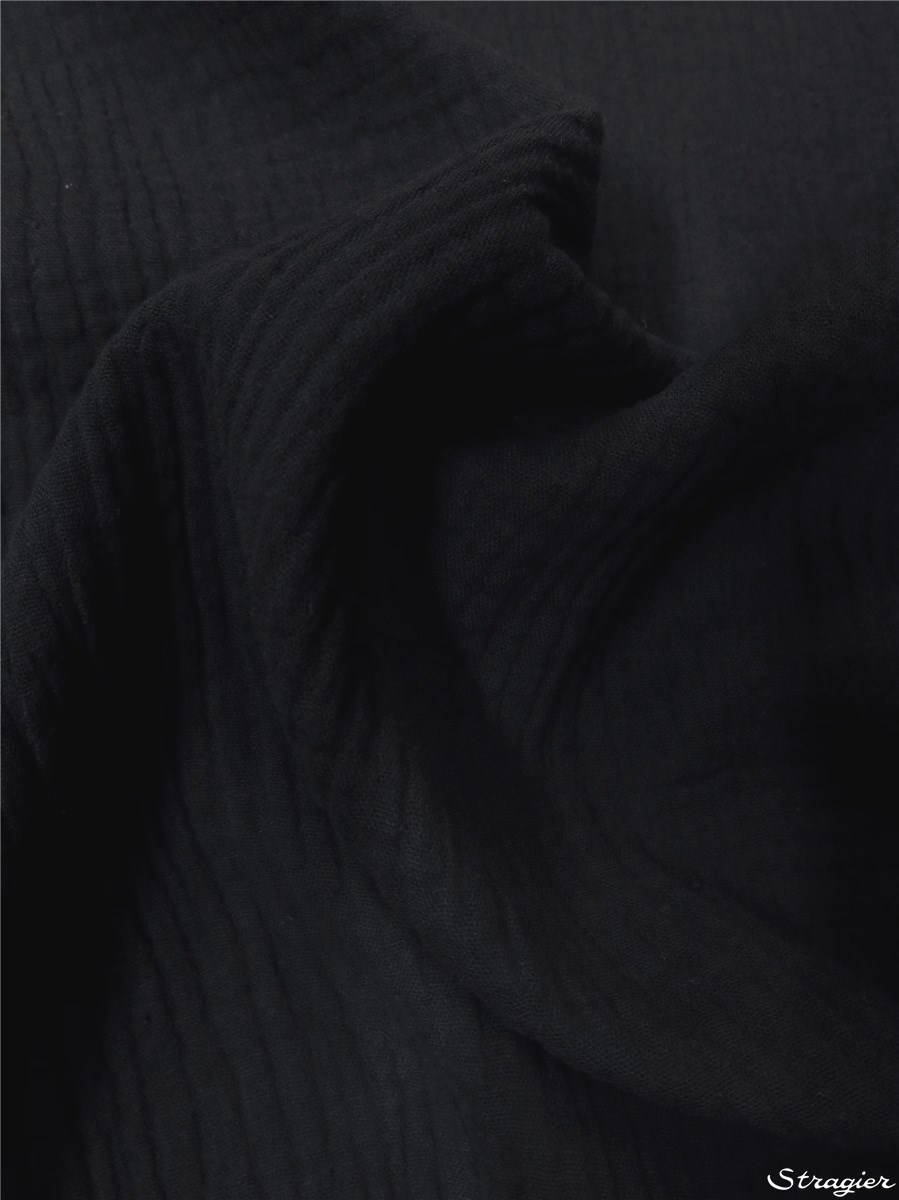 Double Cotton Gauze - Plain - Noir