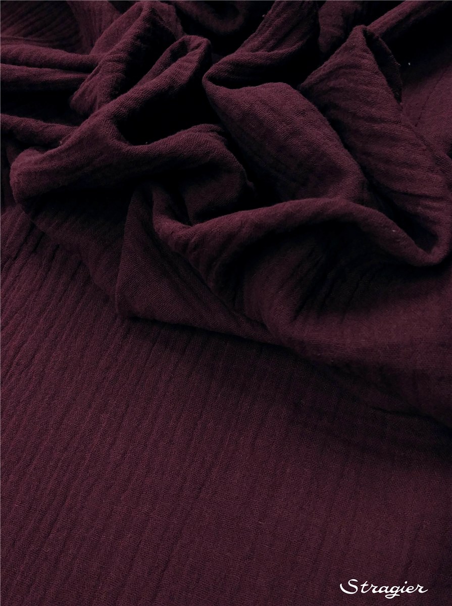 Double Gaze de Coton - uni - Aubergine 