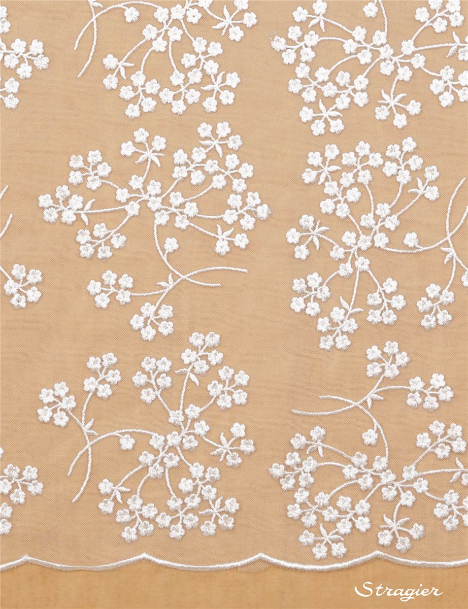 Broderie sur Tulle - Amicie - Ivoire clair Stragier - 139 cm