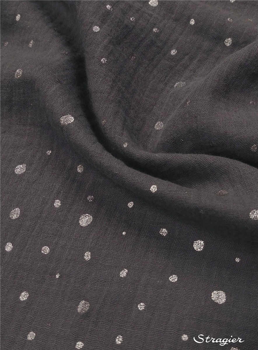 Double Gaze de Coton - Multipois - Graphite-Argent 