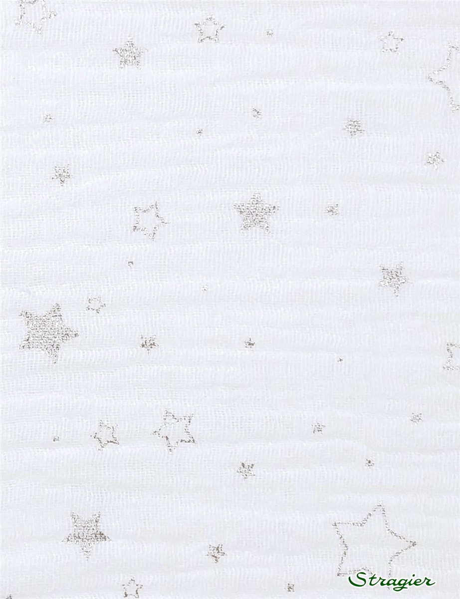 Double Cotton Gauze - Etoiles - Blanc-Argent