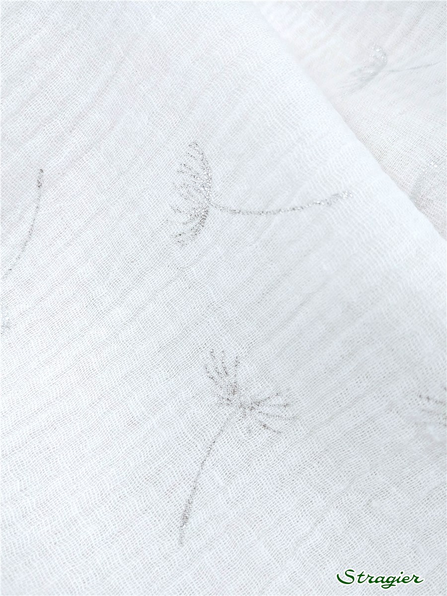Double Gaze de Coton - Souffle - Blanc-Argent 