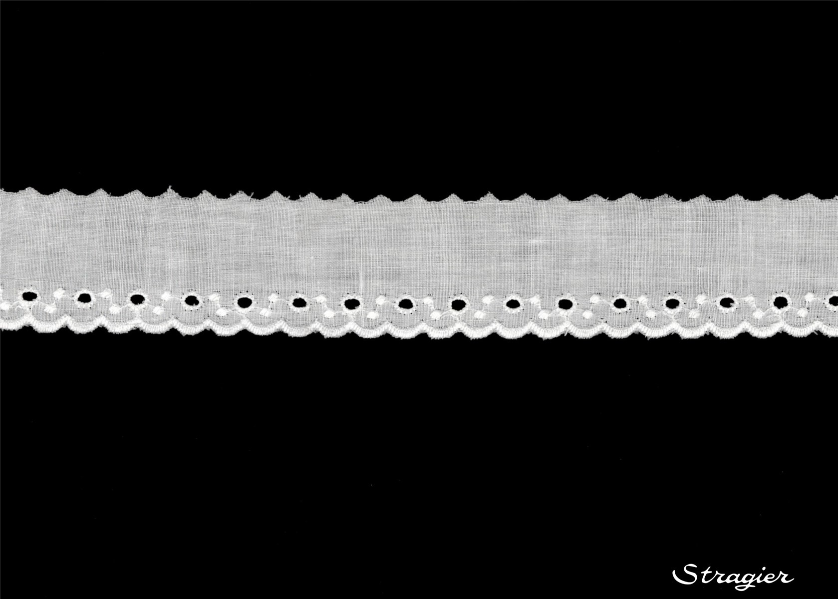 Cotton Eyelet Lace Trim - 012109 - Blanc - 35 mm-10 mm