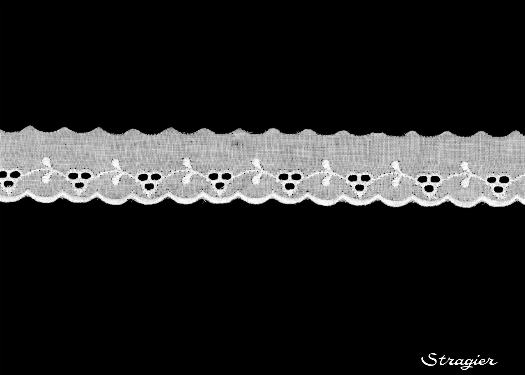 Cotton Eyelet Lace Trim - 012111 - Blanc - 30 mm-20 mm
