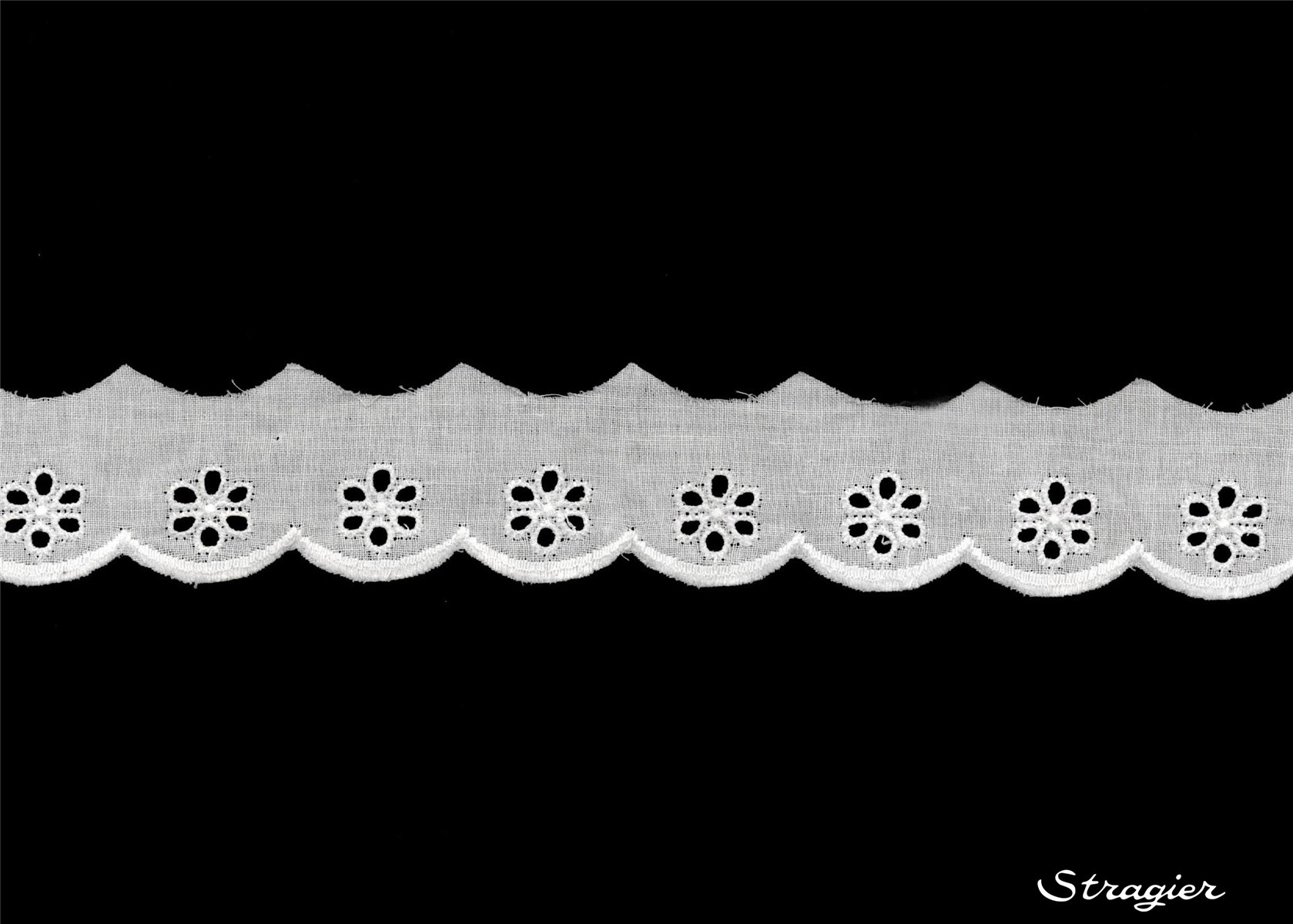 Cotton Eyelet Lace Trim - 012113 - Blanc - 30 mm-20 mm