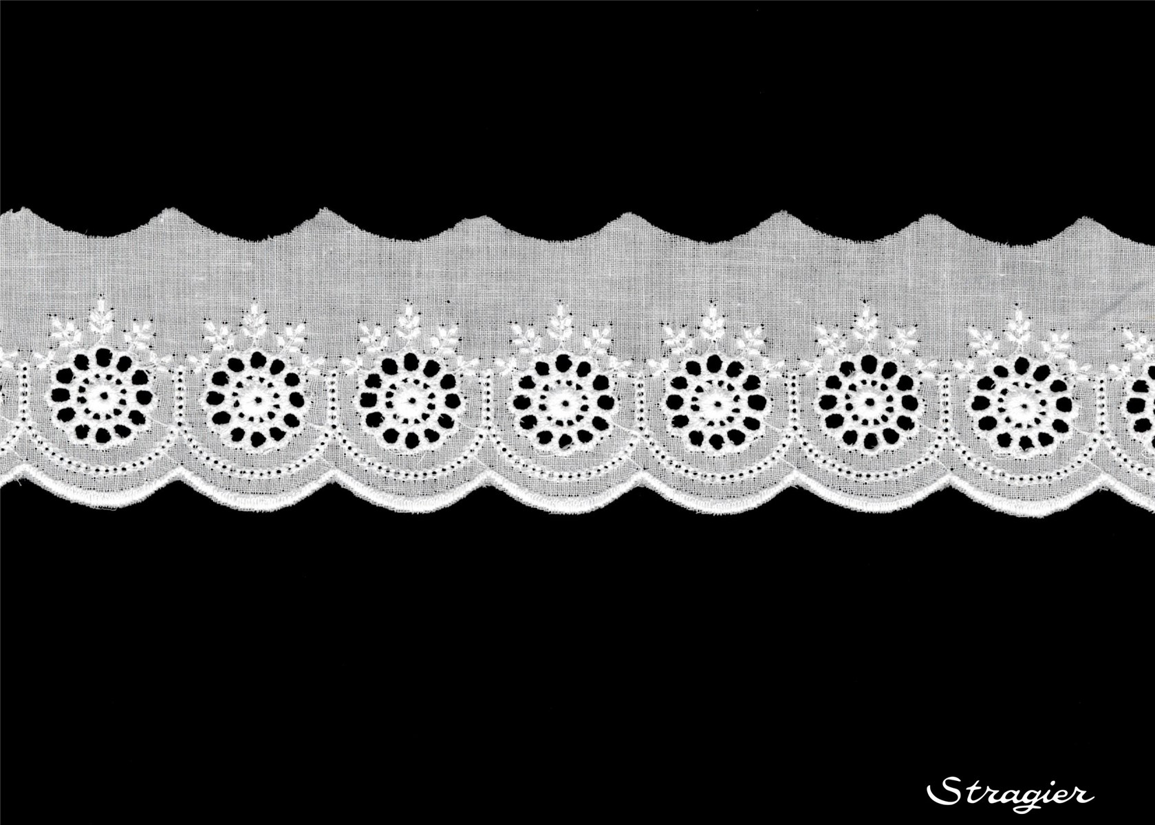 Broderie anglaise - Volant - Ducille - Blanc - 50 mm-40 mm