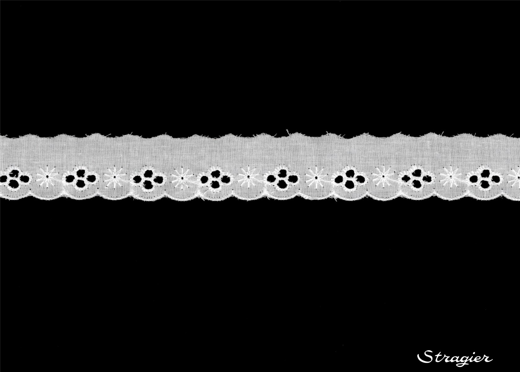 Broderie anglaise - Volant - Quadrisille - Blanc - 25 mm-15 mm