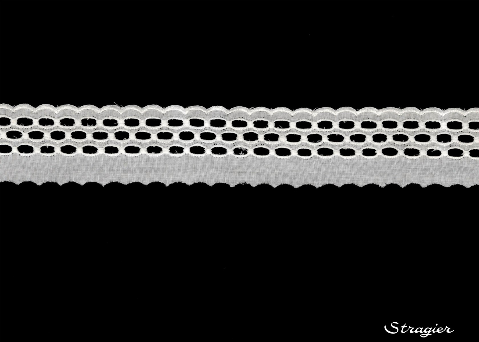 Cotton Eyelet Lace Trim - Monilia - Blanc - 35 mm-20 mm