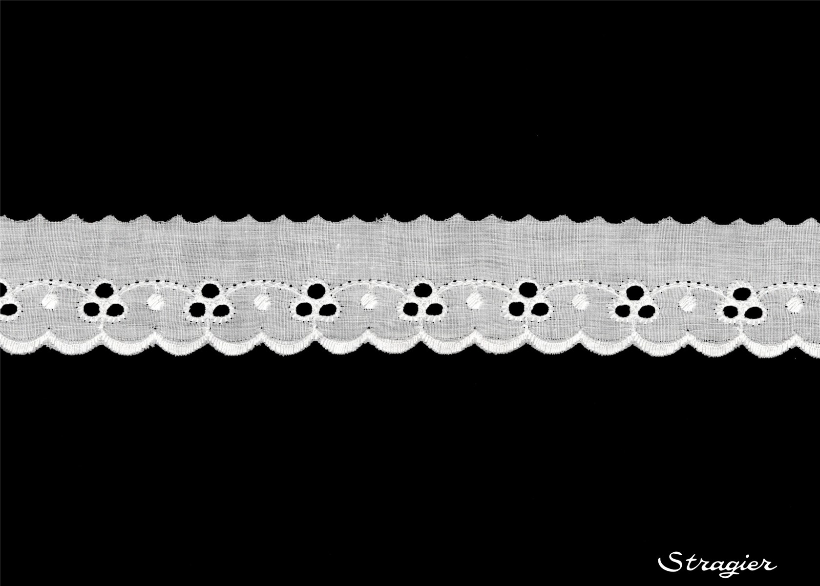Cotton Eyelet Lace Trim - 012125 - Blanc - 30 mm-20 mm
