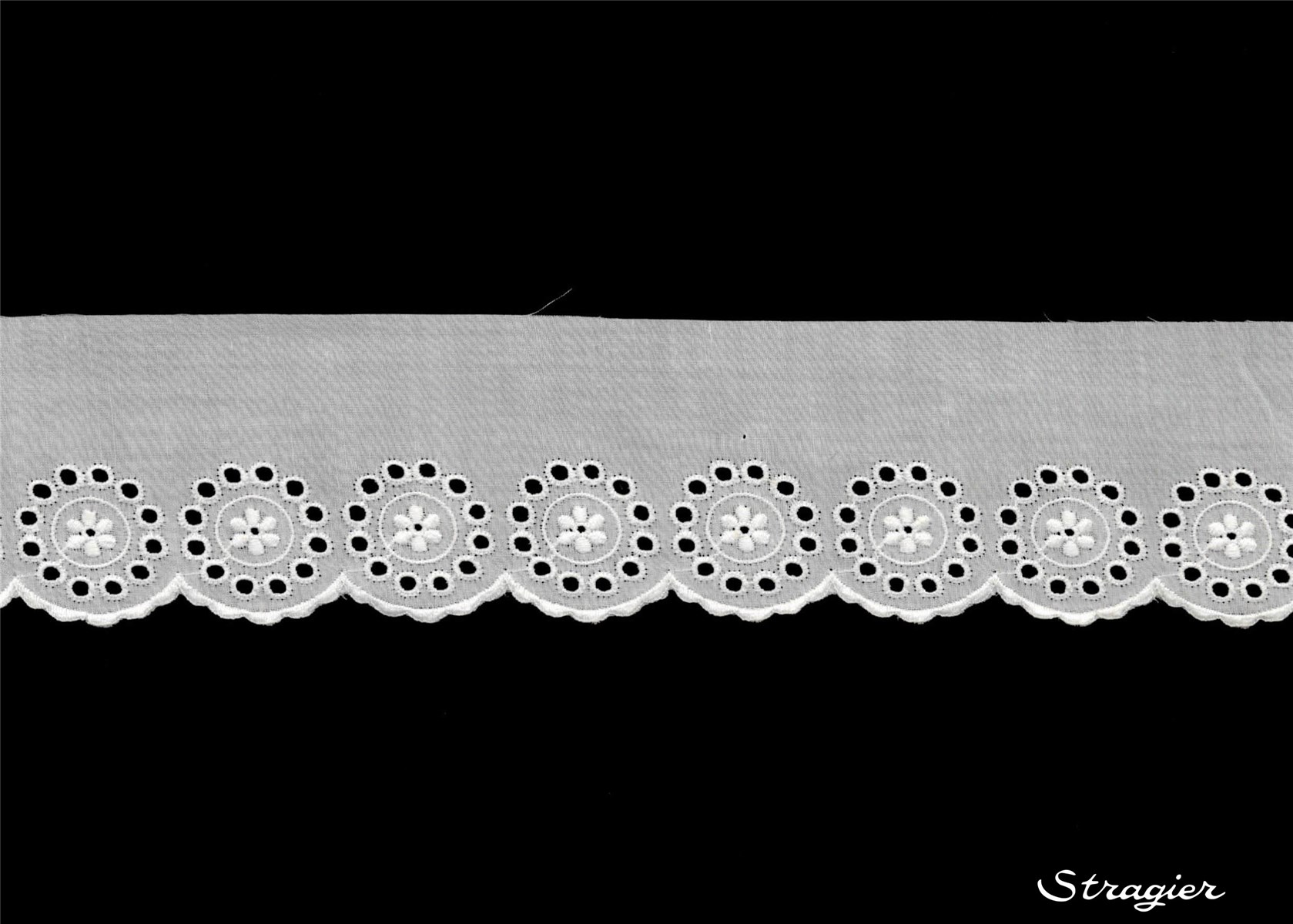 Cotton Eyelet Lace Trim - 012127 - Blanc - 45 mm-25 mm