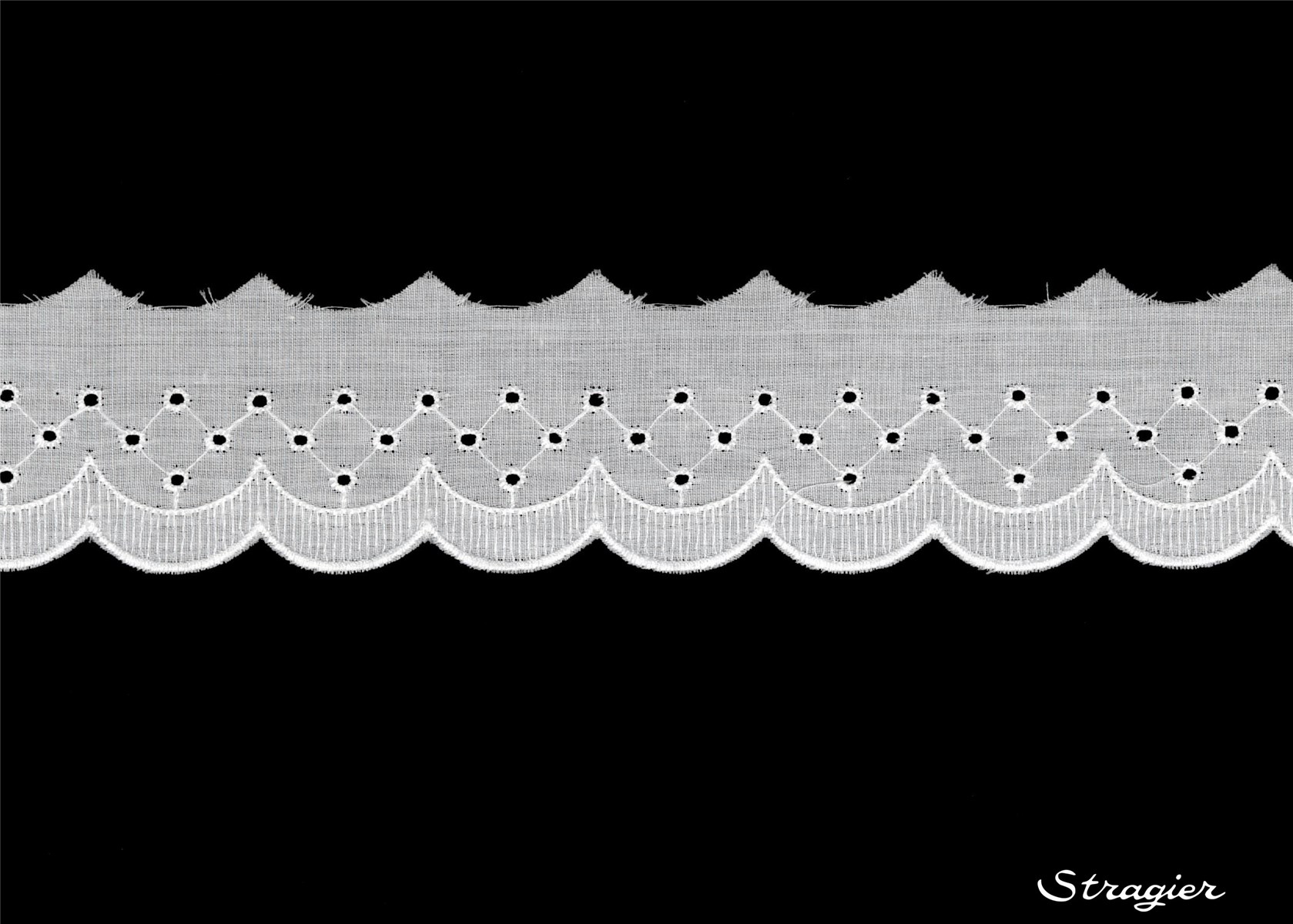 Cotton Eyelet Lace Trim - 012128 - Blanc - 45 mm-30 mm