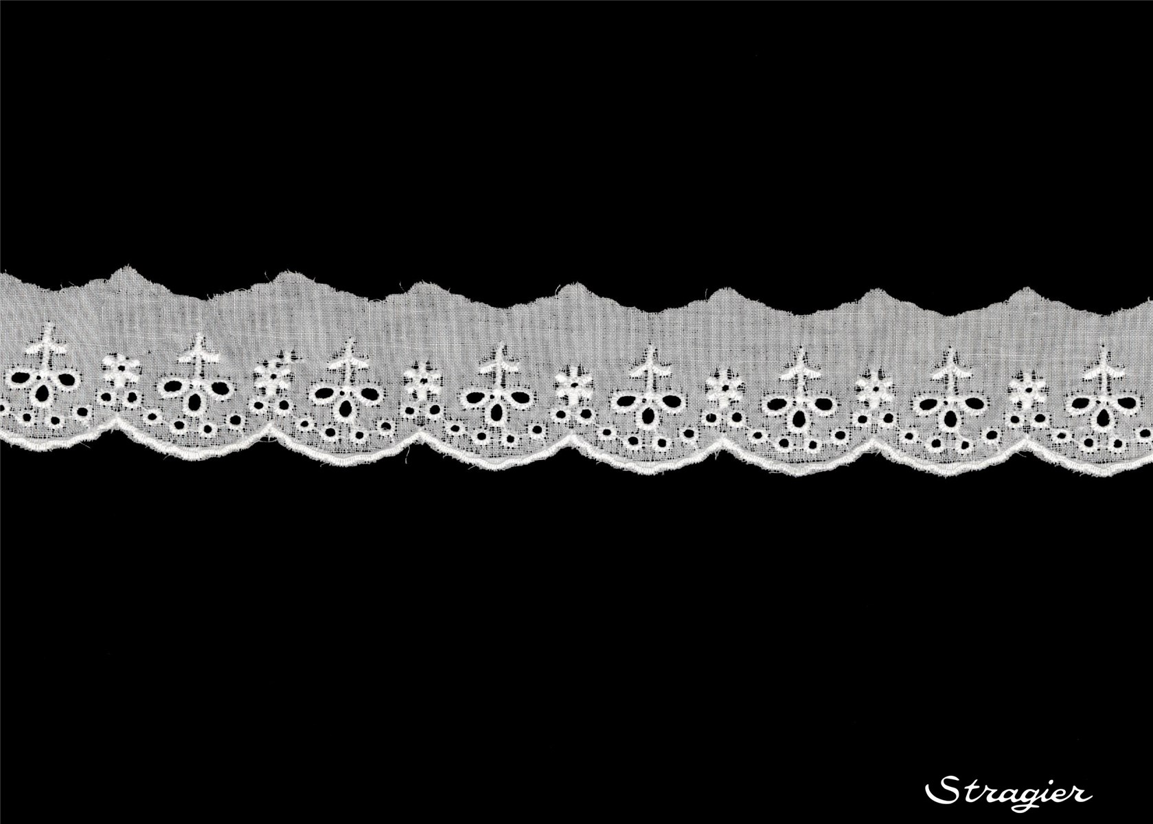 Broderie anglaise - Volant - Trialie - Blanc - 30 mm-25 mm