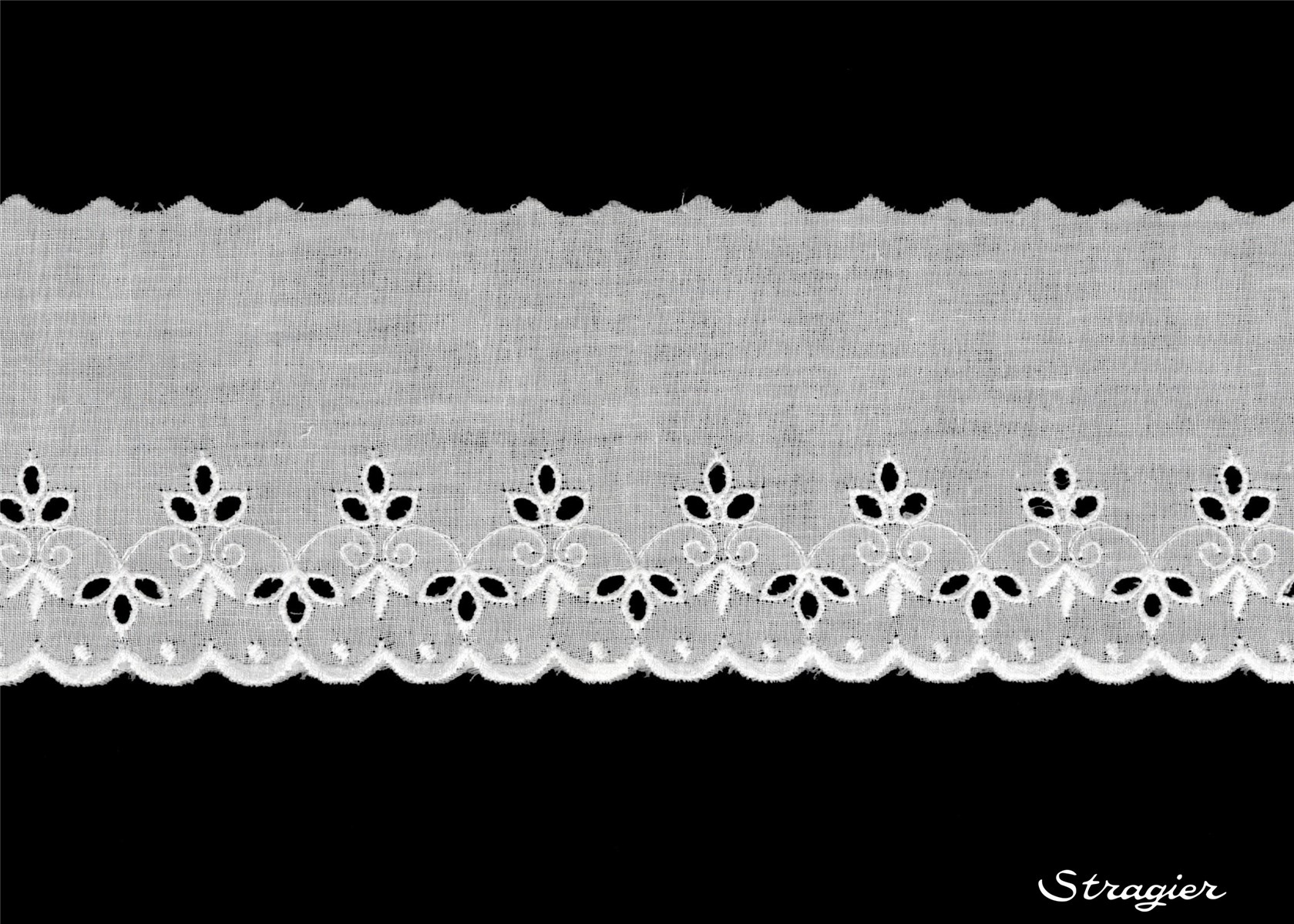 Cotton Eyelet Lace Trim - Eudalie - Blanc - 80 mm-40 mm