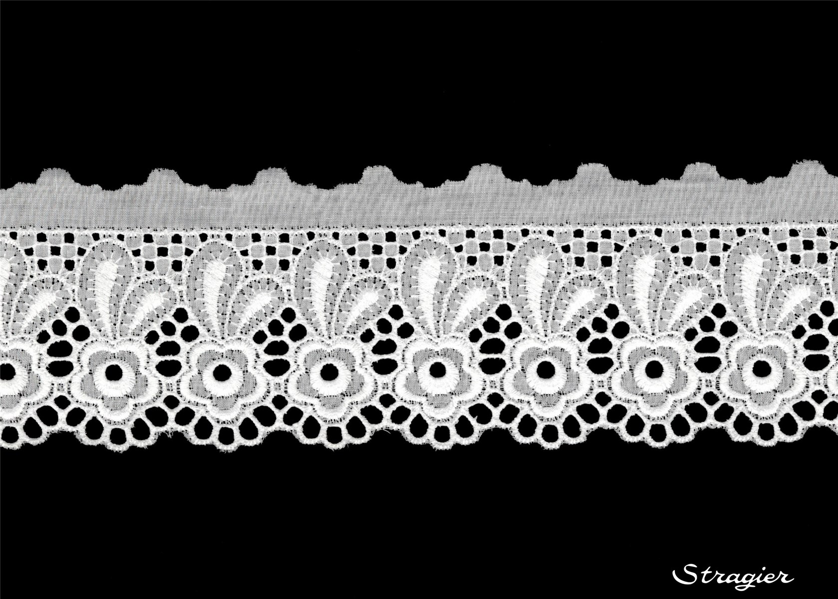 Cotton Eyelet Lace Trim - 012133 - Blanc - 65 mm-55 mm