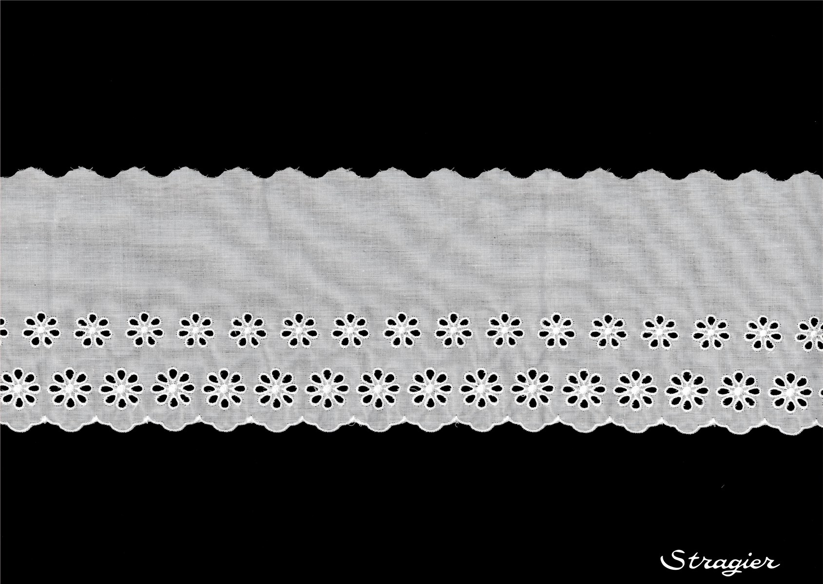 Broderie anglaise - Volant - Rosille - Blanc - 125 mm-65 mm