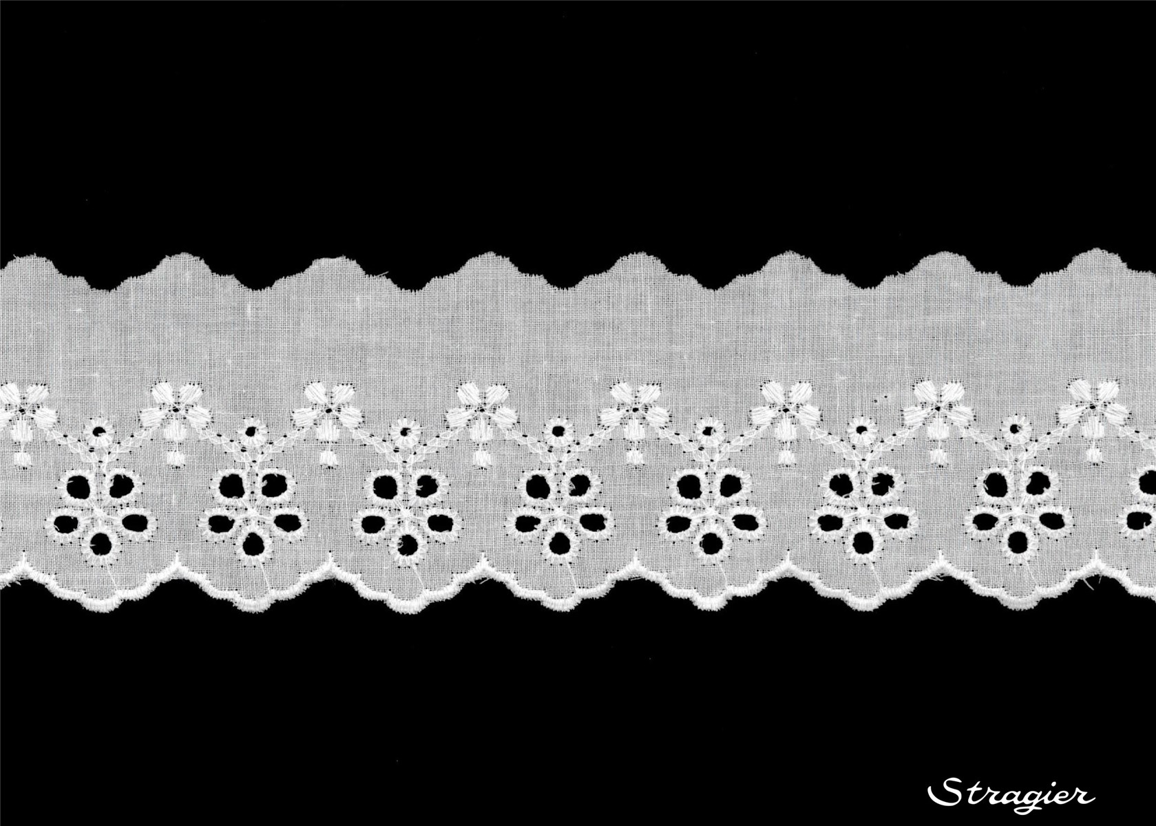 Cotton Eyelet Lace Trim - Quintille - Blanc - 60 mm-45 mm