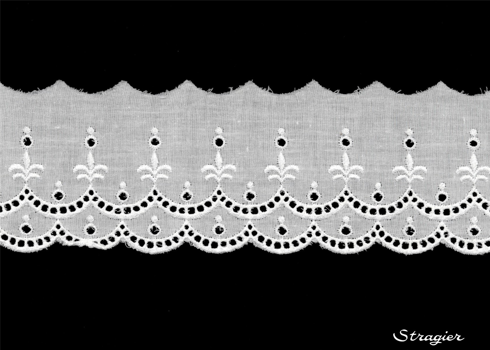 Broderie anglaise - Volant - Lysie - Blanc - 70 mm-55 mm