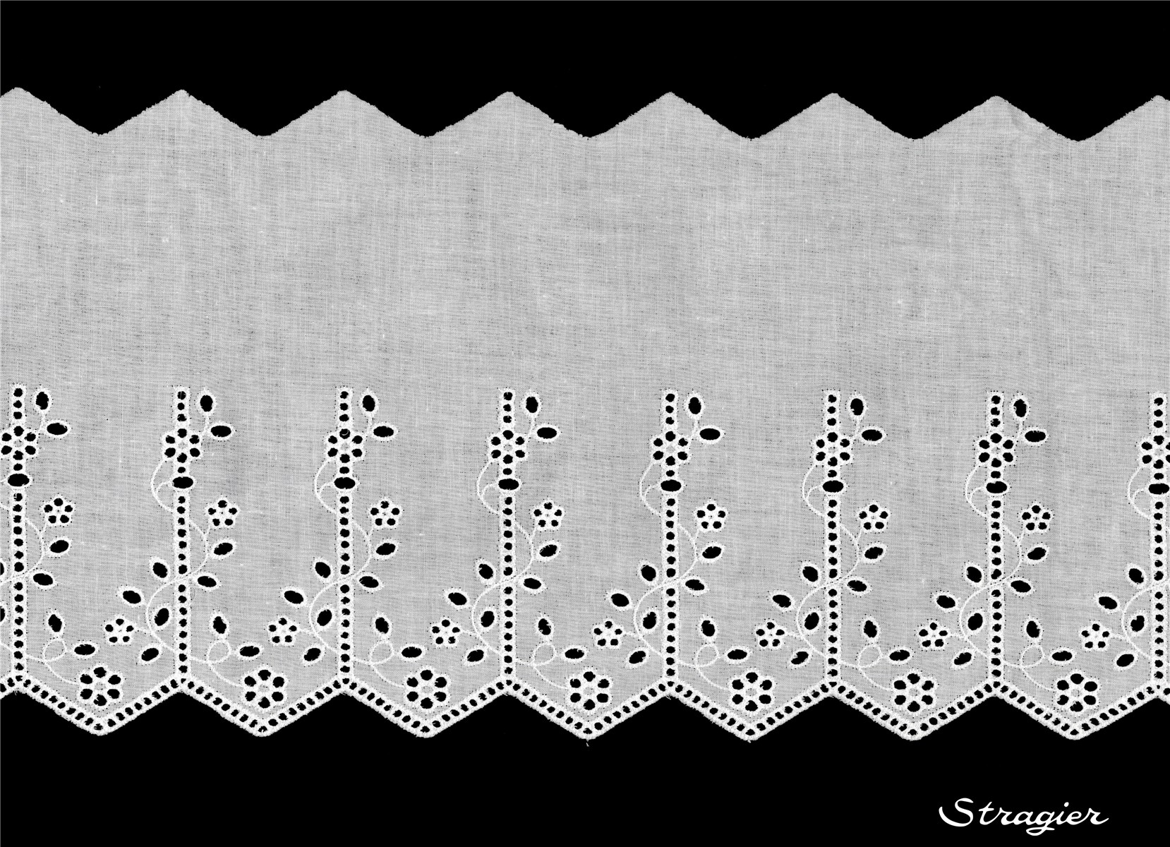 Broderie anglaise - Volant - Myralie - Blanc - 200 mm-120 mm