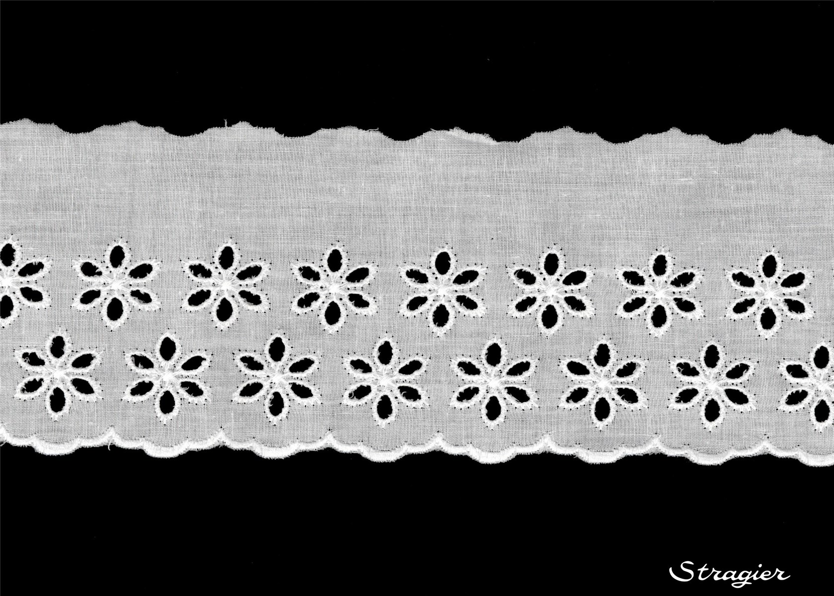 Cotton Eyelet Lace Trim - Isylie - Blanc - 80 mm-55 mm