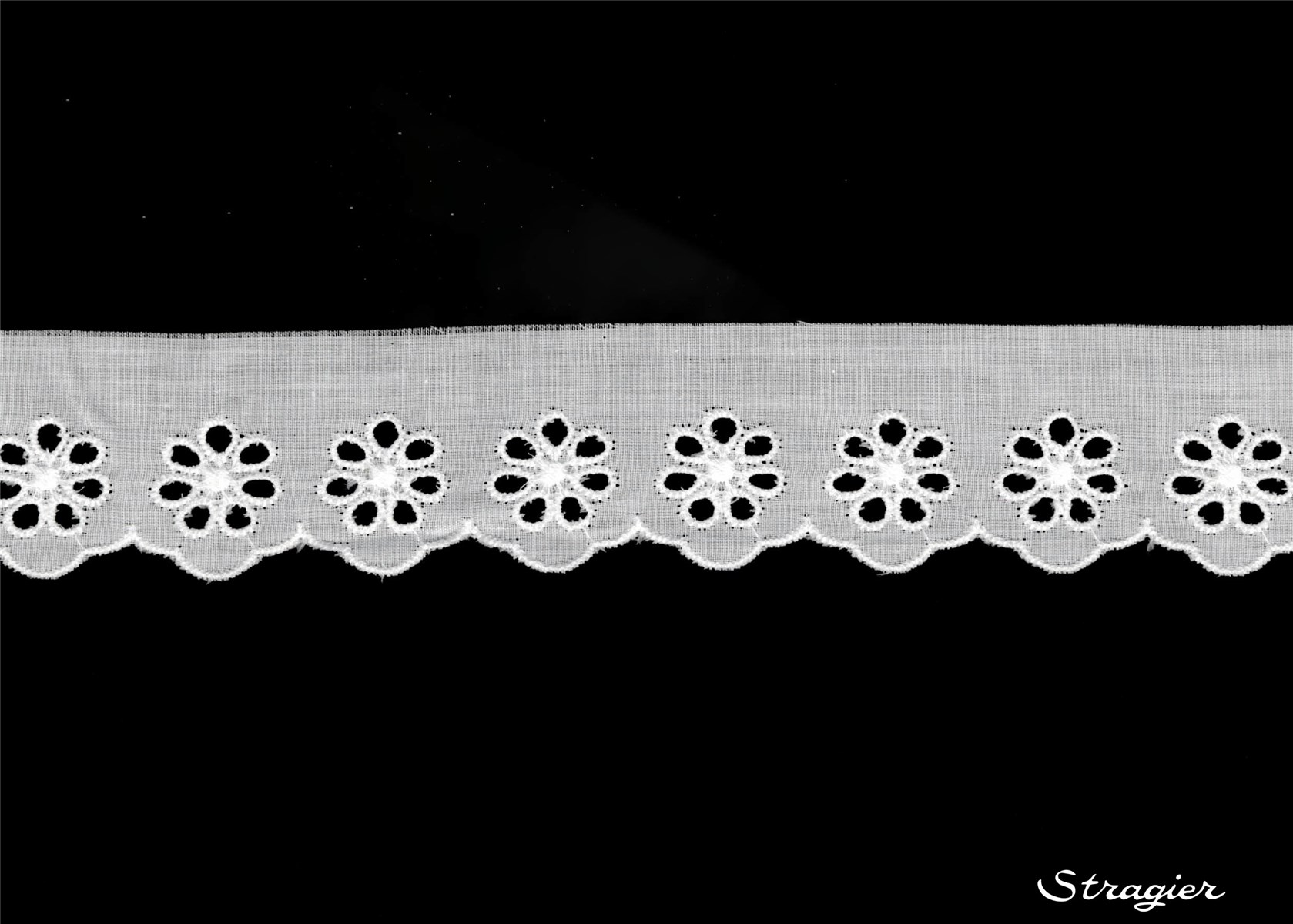 Broderie anglaise - Volant - Domitille - Blanc - 35 mm-25 mm