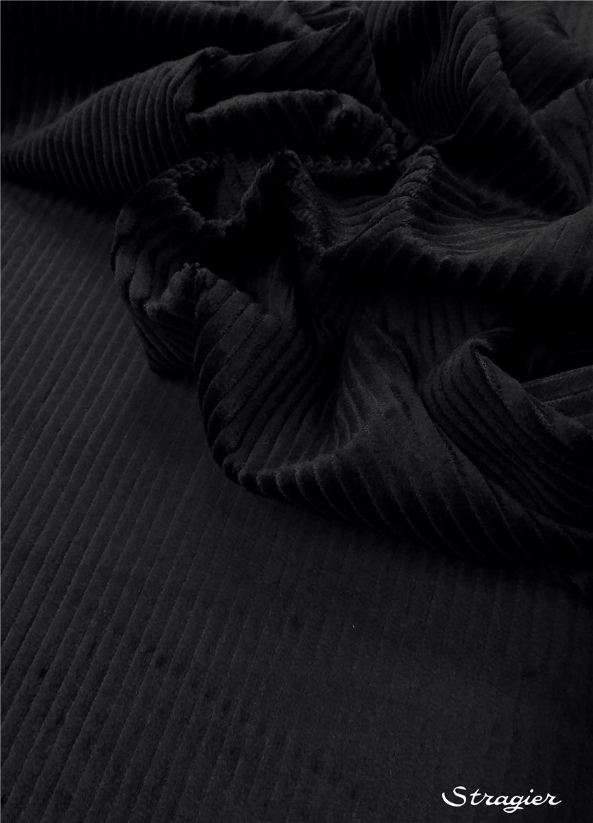 Velours côtelé 5W-côte 5mm - uni - Noir