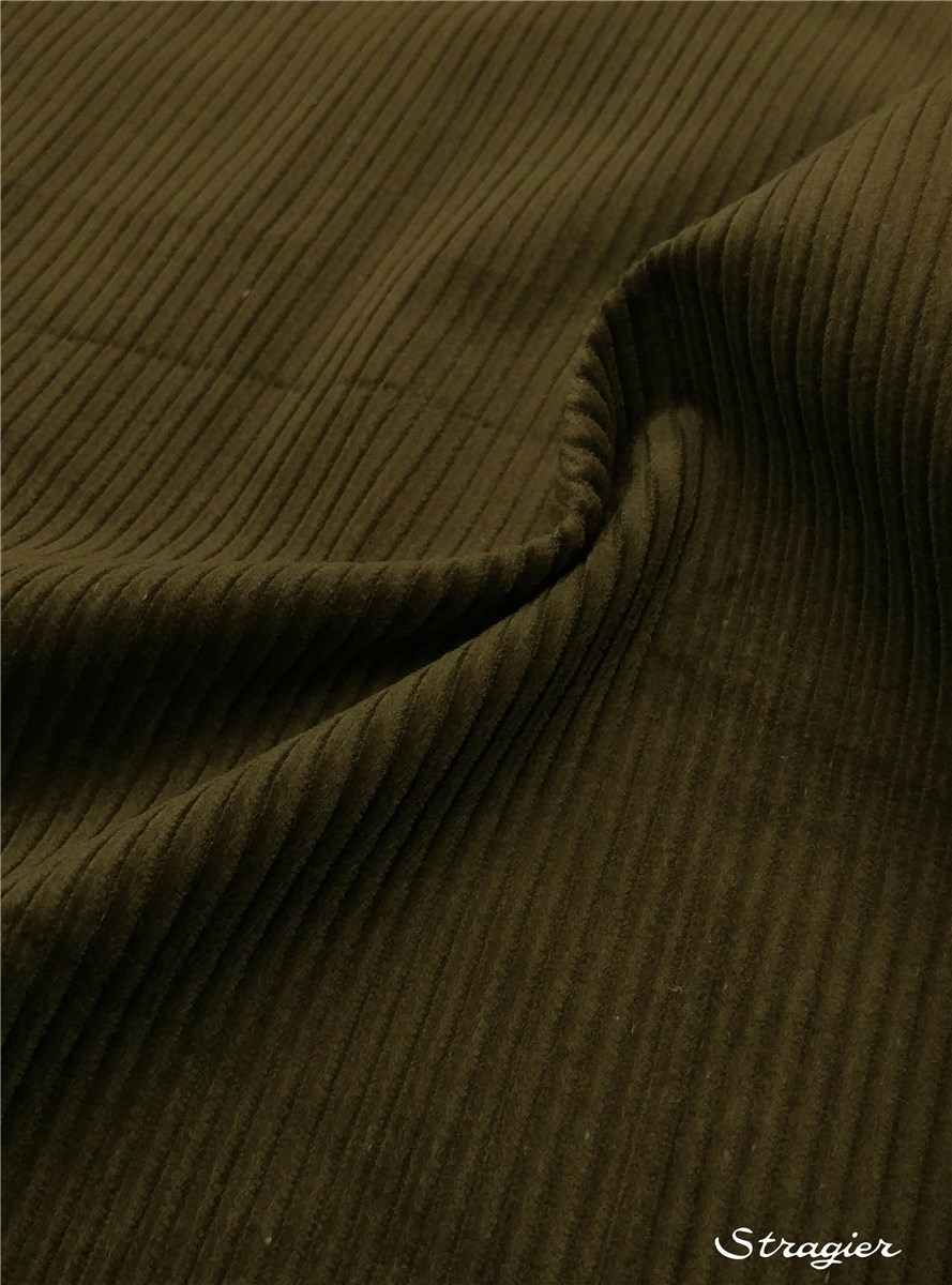 Velours côtelé 7W-côte 4mm - uni - Kaki