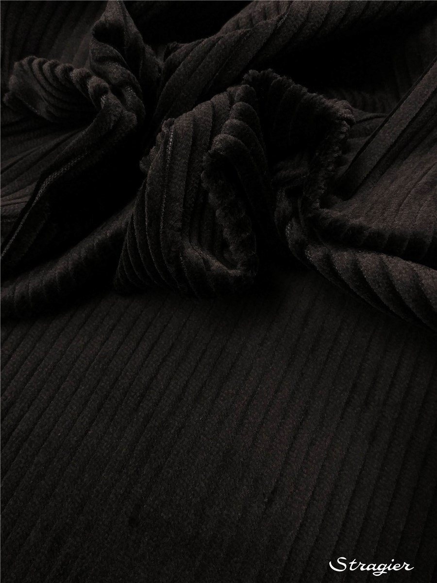 Velours côtelé 5W-côte 5mm - uni - Noir