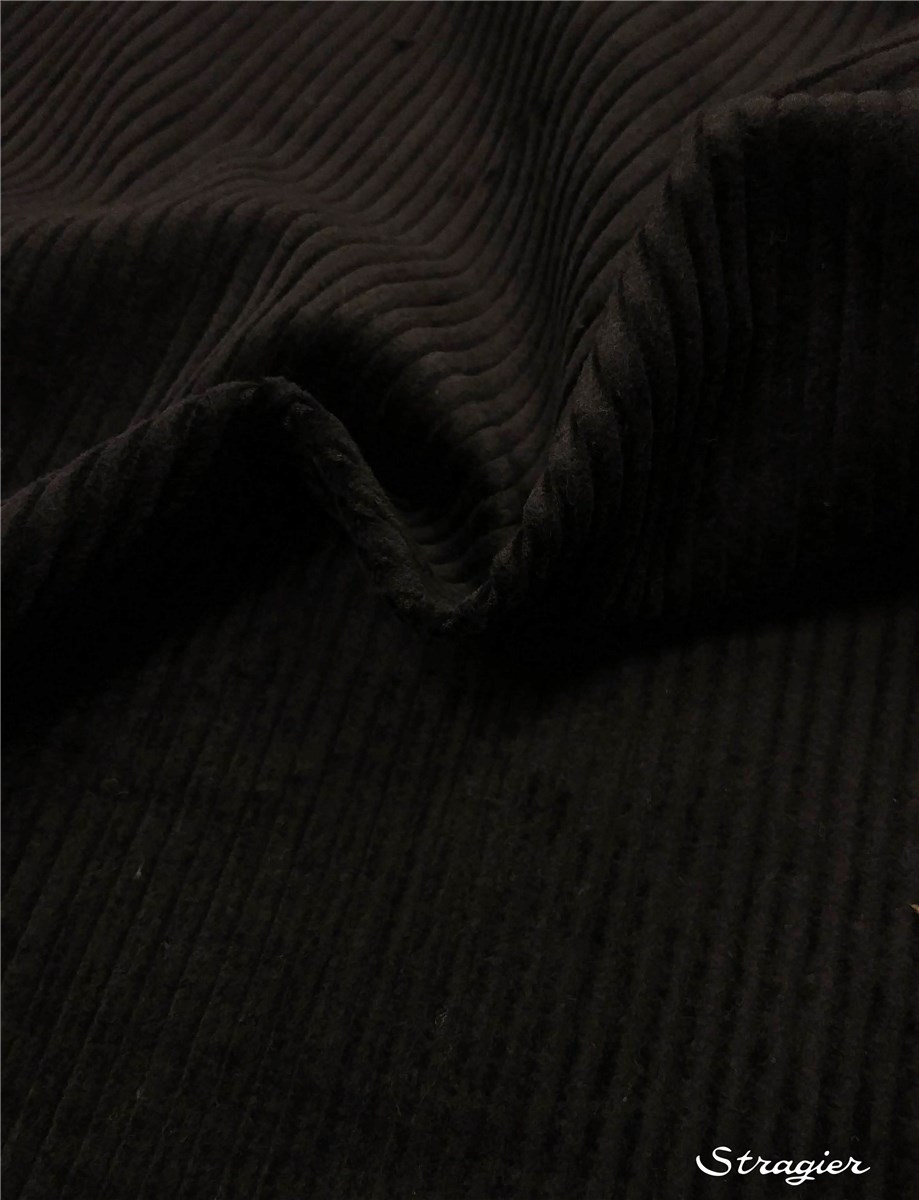 Velours côtelé 5W-côte 5mm - uni - Noir