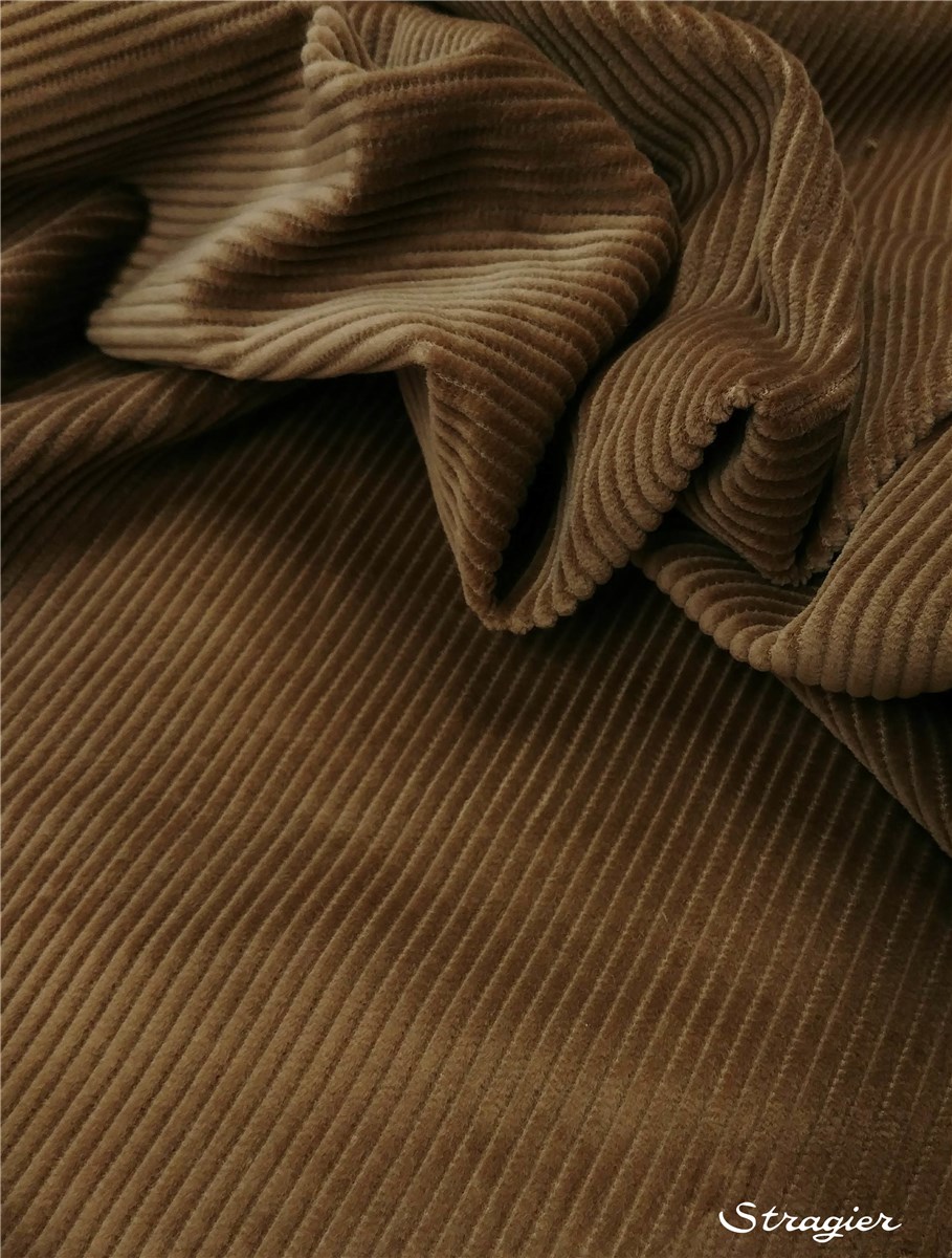 Velours côtelé 7W-côte 4mm - uni - Beige foncé 