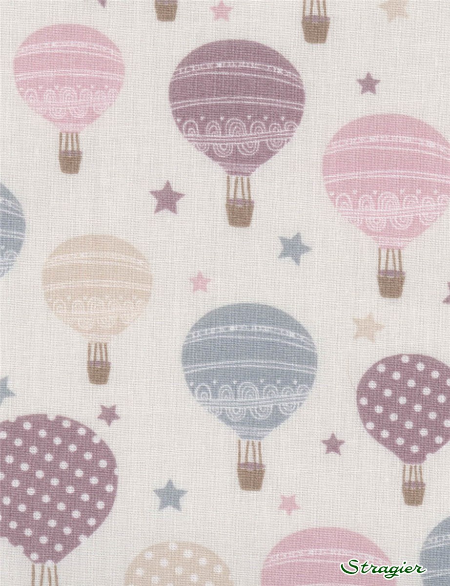 Poplin 32 threads/cm - Montgolfiere - Rose Zéphyr